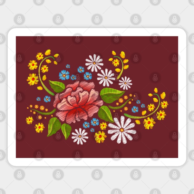 Embroidery Flowers Wonderful Sticker by Mako Design 